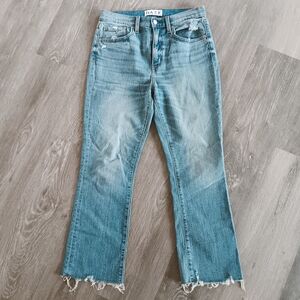 Daze Denim High Rise Raw Hem Crop Straight Jean